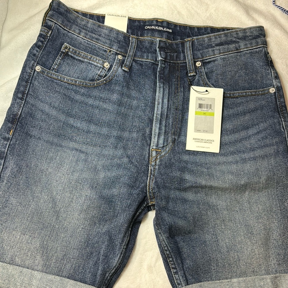 NWT Calvin Klein Jean, Straight Short, Cuffed, Size 30